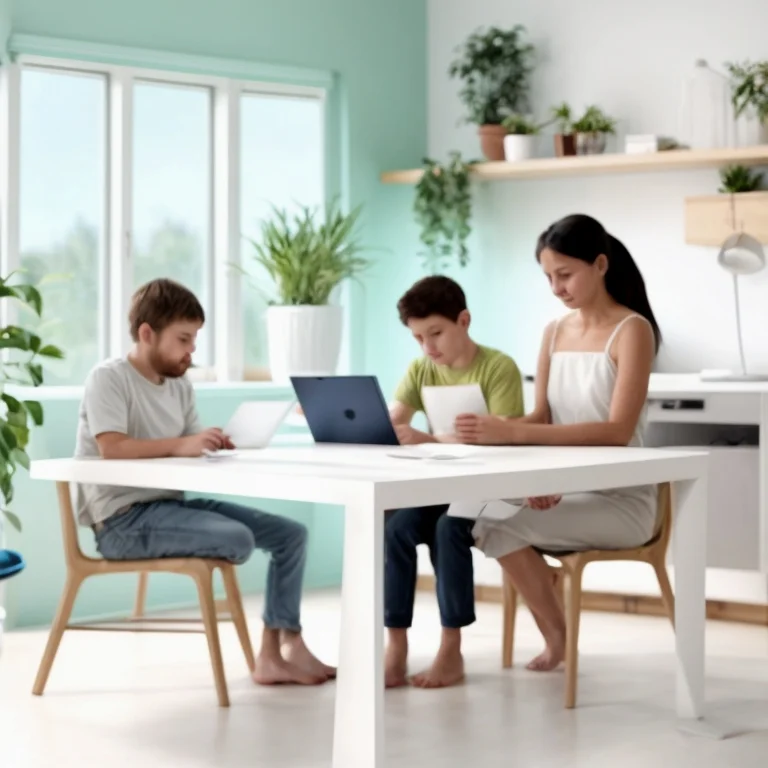 Familie nutzt die FamilyLab App auf Tablet und Smartphone